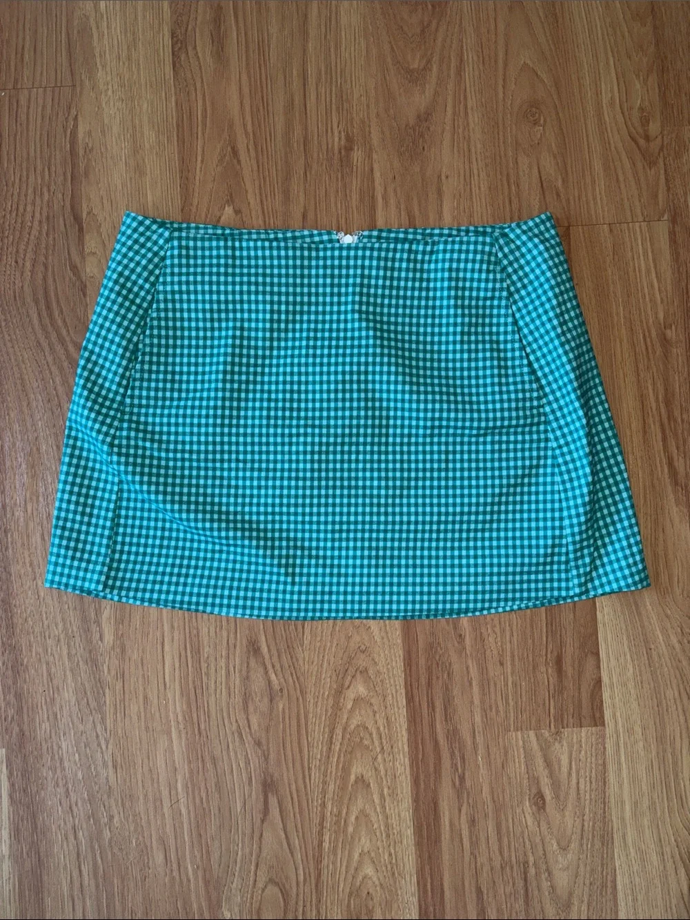 Urban Outfitters Teal Light Blue Gingham Mini Skirt